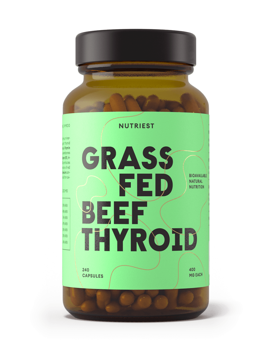 Glandes thyroïdes de bœuf bio nourri à l'herbe desséchées en gélules