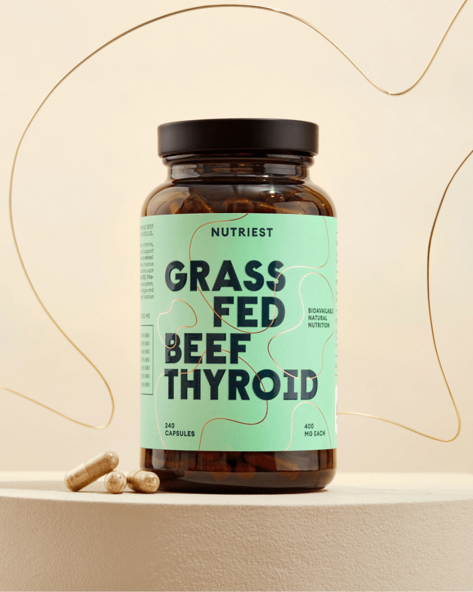 Glandes thyroïdes de bœuf bio nourri à l'herbe desséchées en gélules