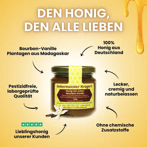 Beekeeper Krüger Honey with Real Bourbon Vanilla – 250 g