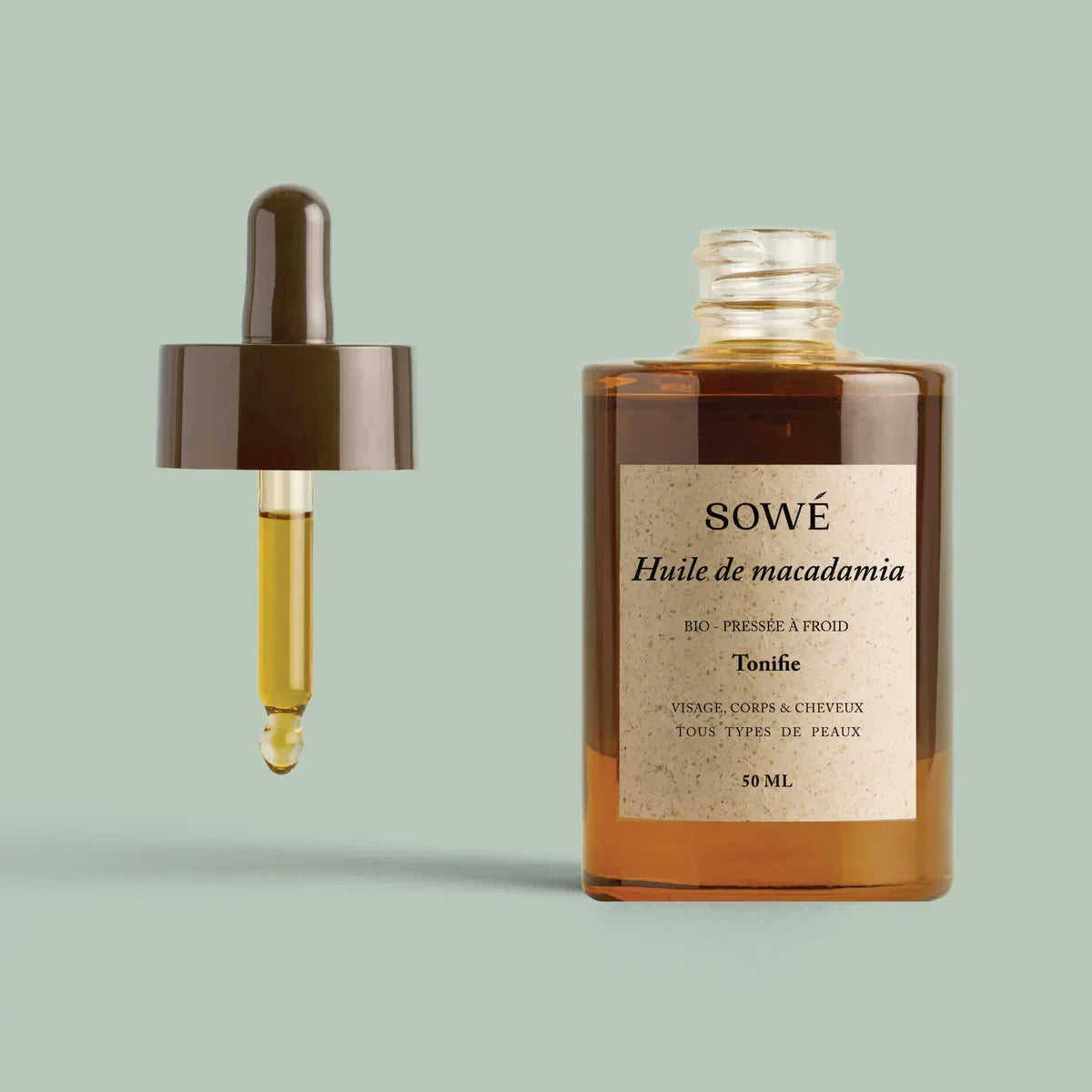 Huile de macadamia BIO pressée à froid - Pour le corps et cheveux