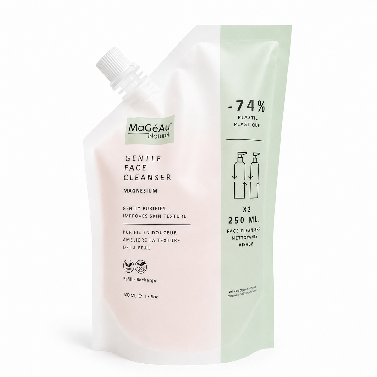 Magéau Gentle Face Cleanser refill packaging on a white background