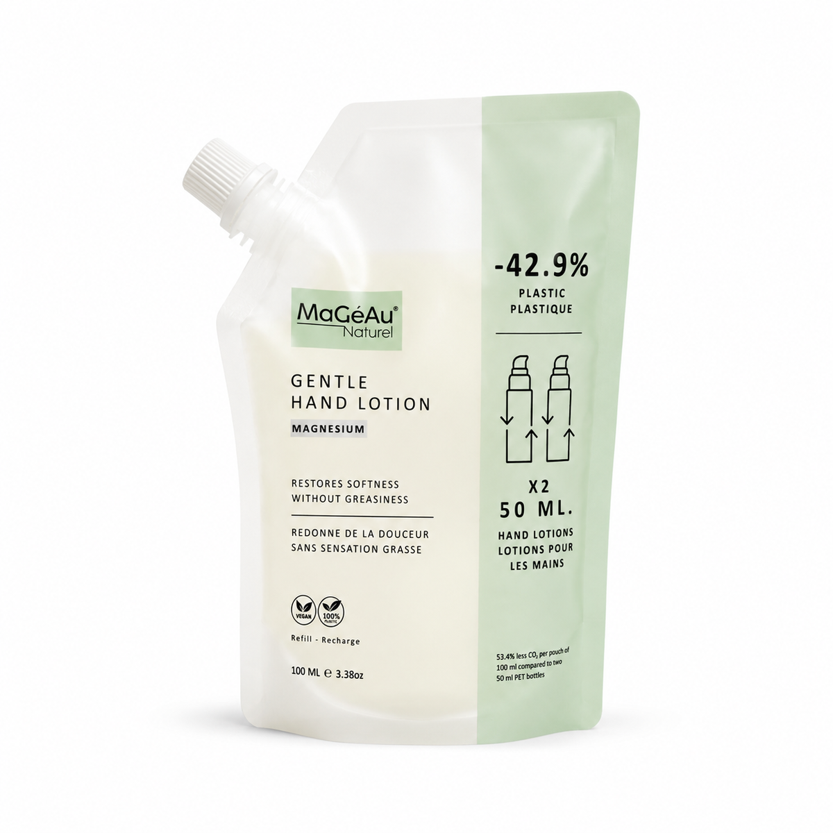 MaGeAu Gentle Hand Lotion refill packaging on a white background