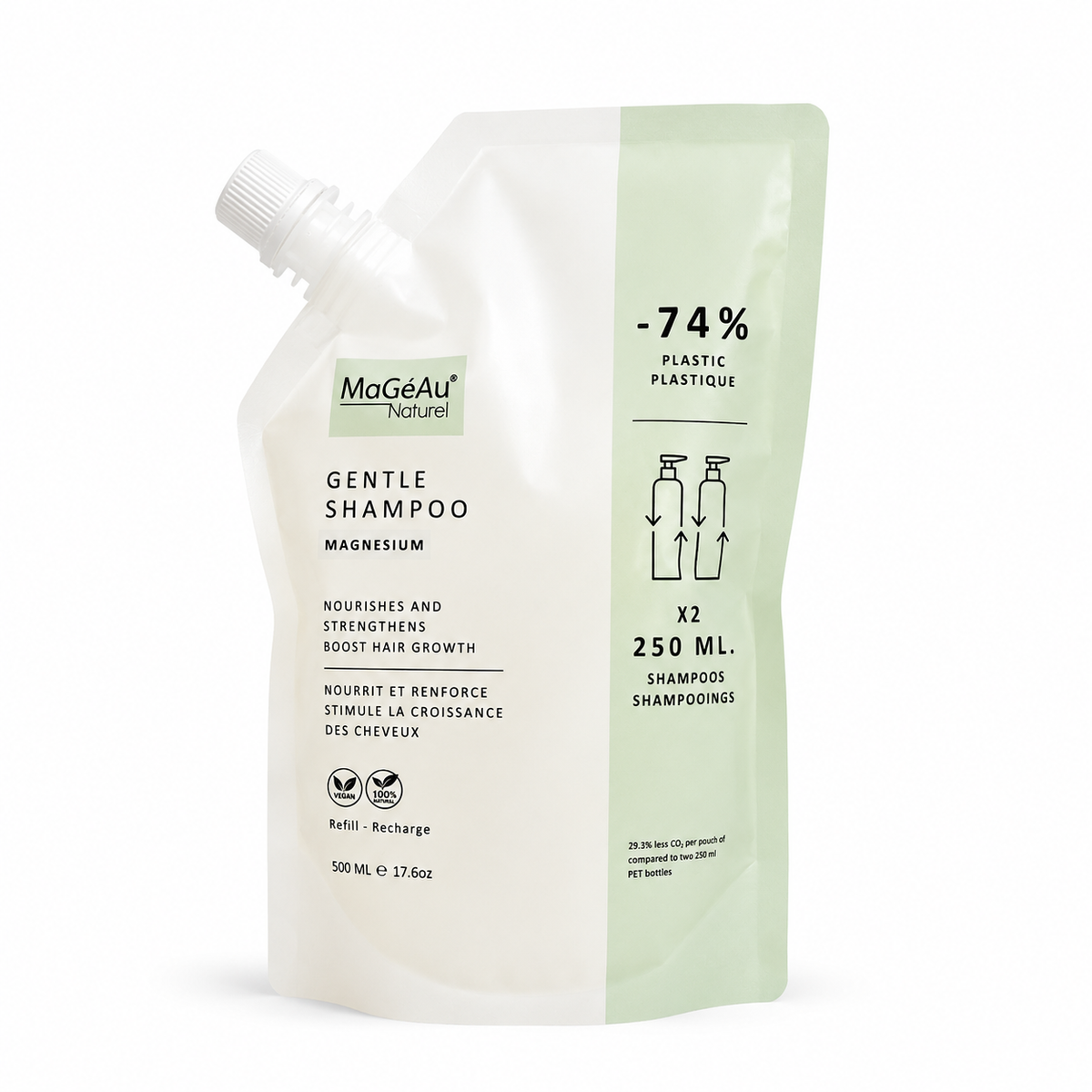 MaGeAu Gentle Shampoo refill packaging on a white background