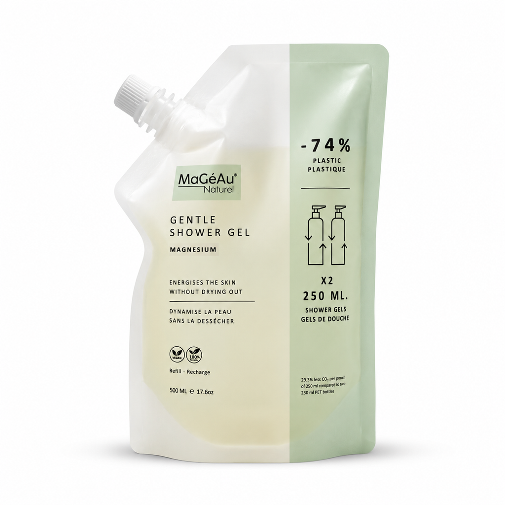 Magéau Naturel gentle shower gel refill packaging on a white background