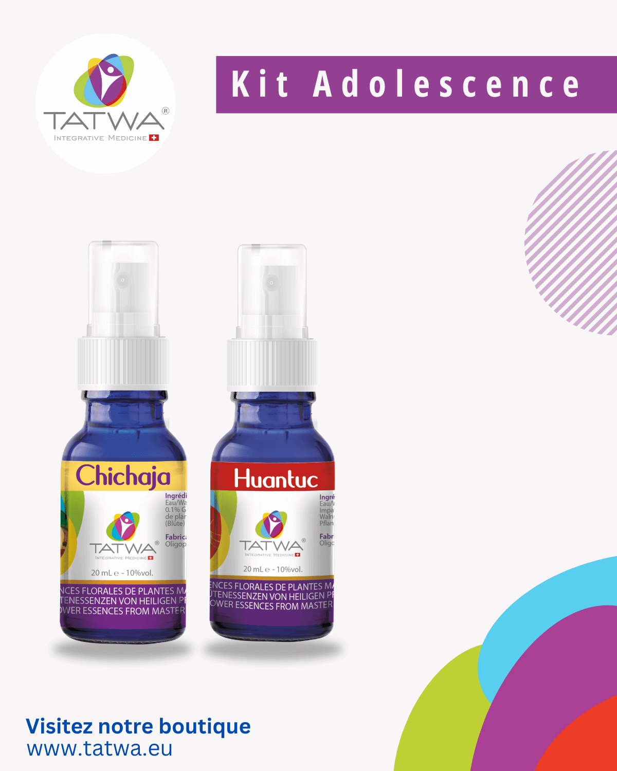 Émotions Adolescentes | Kit d’équilibre et de transformation intérieure - flacons Chichaja et Huantuc de Tatwa.