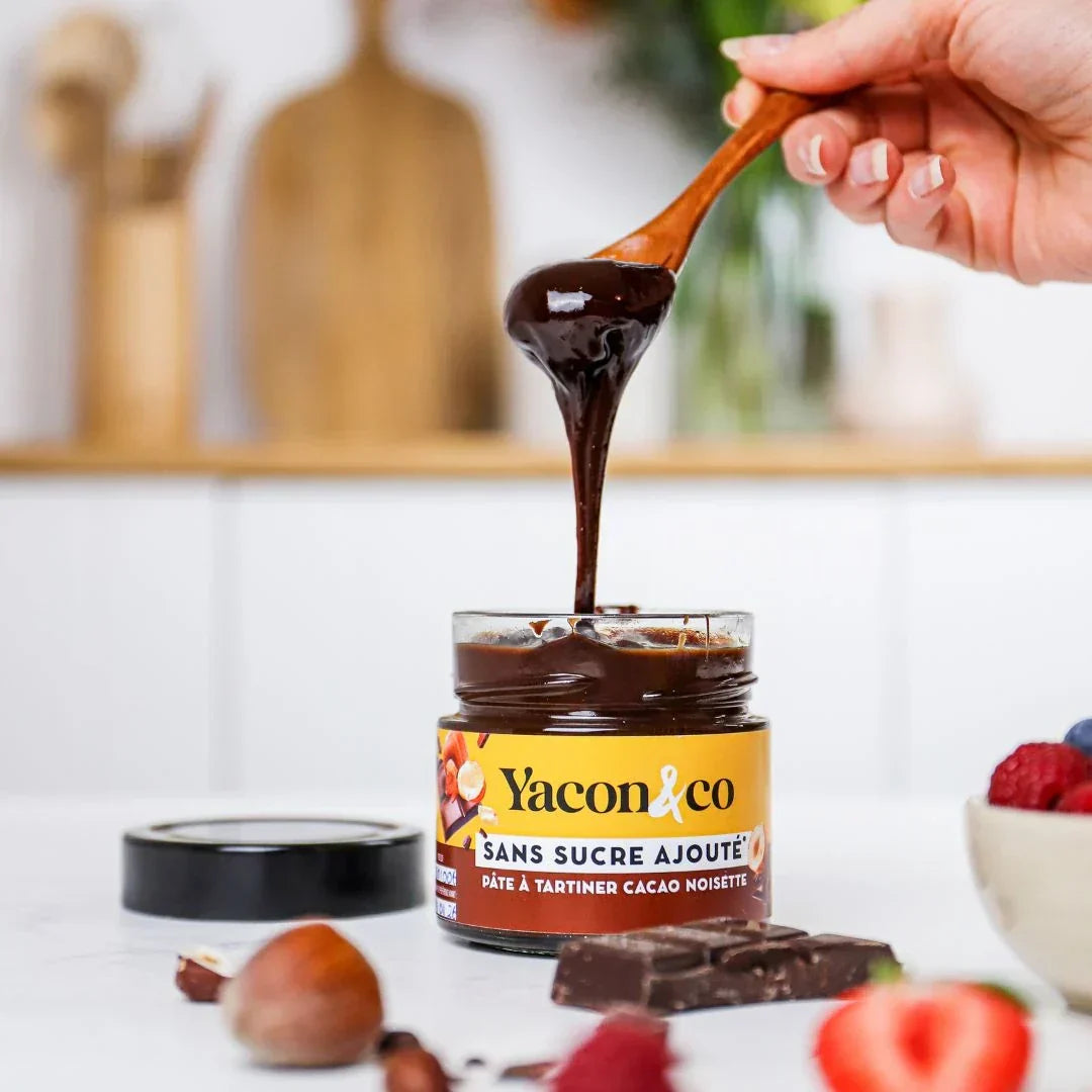 Yacon, cocoa-hazelnut spread